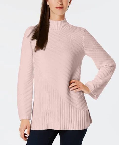 Photo 1 of SIZE XL Charter Club Women's Long Sleeve Mock Neck Hanging Ballet Ribbon Pink Sweater