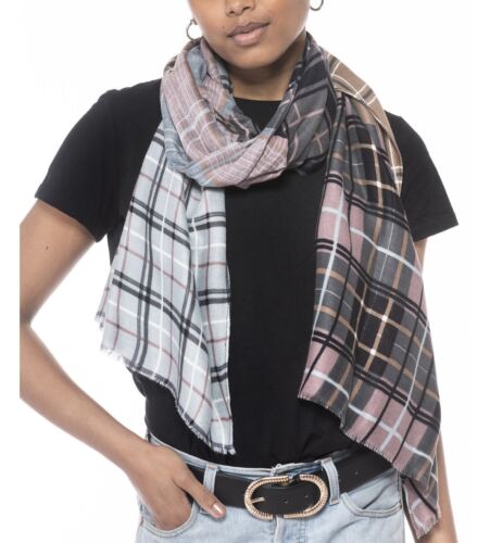 Photo 1 of INC International Concepts Women's Patched Plaid Scarf Neutral One Size