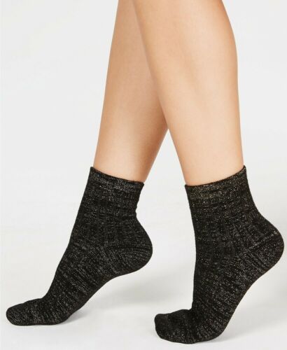 Photo 1 of INC Women's Cozy Ribbed Shimmer Fashion Socks Black / Gold One Size 