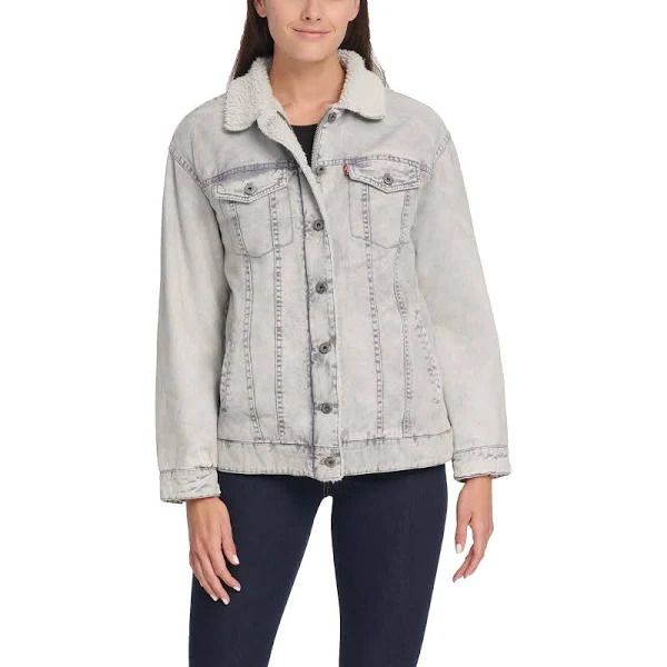 Photo 1 of SIZE M Levi's Women's Sherpa Lined Trucker Jacket (Gray, Size Medium)