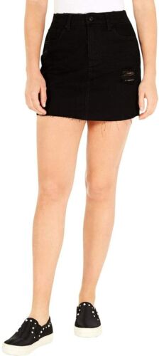 Photo 1 of Size 5 Vanilla Star Juniors' Black Ripped Raw Hem Denim Mini Skirt 