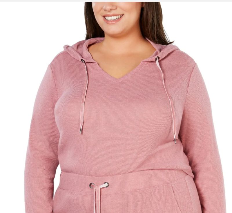 Photo 1 of PLUS SIZE 1X ALFANI INTIMATE LONG SLEEVE WOMEN'S HOODIE - ROSE