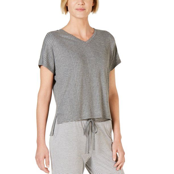 Photo 1 of SIZE XS Alfani Intimate Women's Super Soft Ribbed Pajama Knit Top, Grey