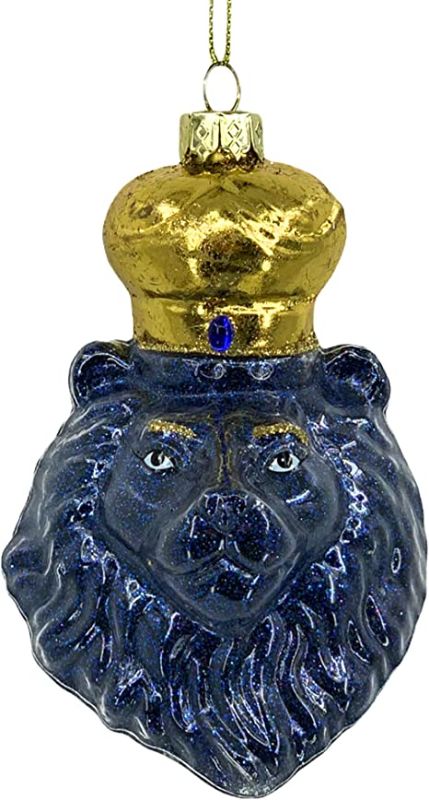 Photo 1 of Holiday Lane Midnight Blue Blue Lion Head with Crown Ornament