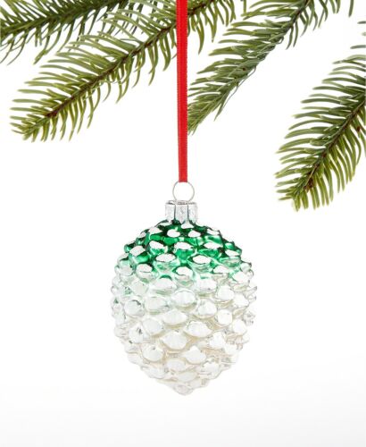 Photo 1 of Holiday Lane The Holiday Collection Glass Green and Silver Pinecone Ornament