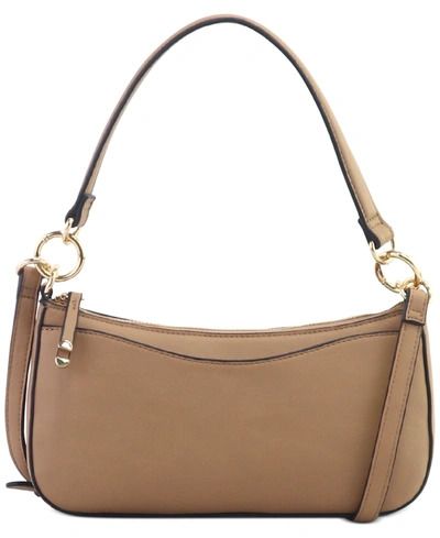 Photo 1 of ALFANI Bekka Baguette Shoulder Bag, Created for Macy's
10-1/2"W x 5-1/2"H x 1-3/4"D
8-1/2"L handle; 25"L adjustable, removable strap
Zip closure
Gold-tone hardware & front zip pocket
Interior slip pocket & zip pocket