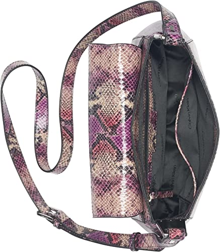 Photo 2 of Calvin Klein Charlie Flap Crossbody One Size Grape Snake
