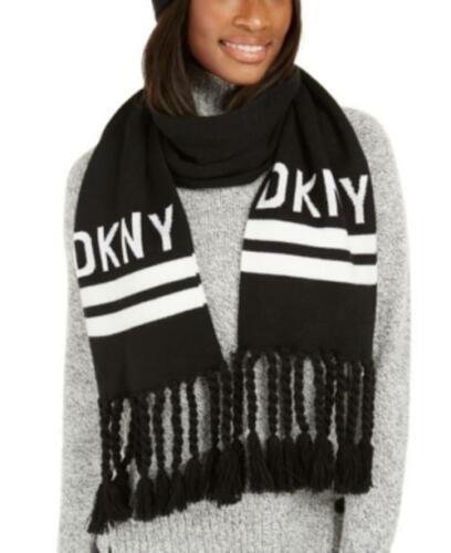 Photo 1 of  DKNY Logo Stadium Scarf With Tassel Fringe- One Size