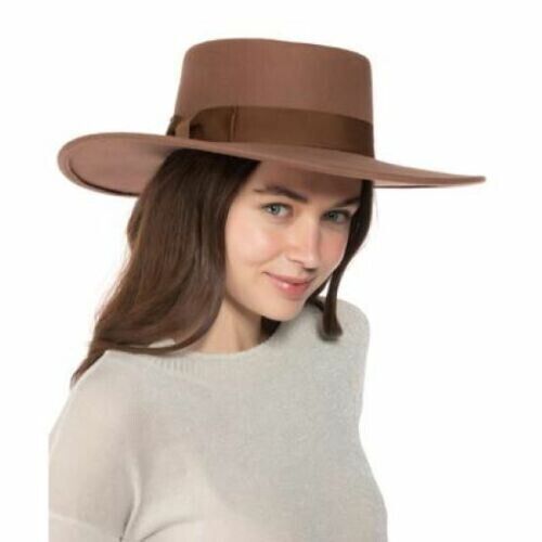 Photo 1 of Nine West Women's Wool Felt Telescope Floppy Hat, Pecan Brown, One Size