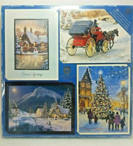 Photo 1 of BURGOYNE 40 CHRISTMAS CARDS WITHN MATCHING SELF-SEAL ENVELOPES - 4 DIFFERENT DESIGS