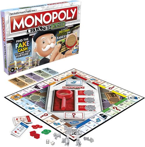Photo 2 of MONOPOLY Crooked Cash Board Game for Families and Kids Ages 8 and Up, Includes Mr Decoder to Find Fakes, Game for 2-6 Players