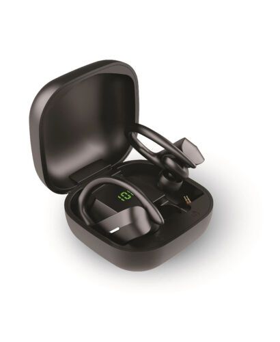 Photo 1 of Sport Charge True Wireless Earbuds. Bluetooth® technology lets you play crystal-clear, rich audio wirelessly from any smart device while powerful bass and dynamic sound immerse you in every beat. Includes a charging case that helps keep your earbuds ready