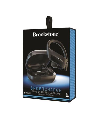Photo 2 of Sport Charge True Wireless Earbuds. Bluetooth® technology lets you play crystal-clear, rich audio wirelessly from any smart device while powerful bass and dynamic sound immerse you in every beat. Includes a charging case that helps keep your earbuds ready