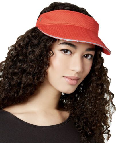 Photo 1 of CALVIN KLEIN Women's Textured Knit Sporty Visor One Size Red Adjustable Elastic