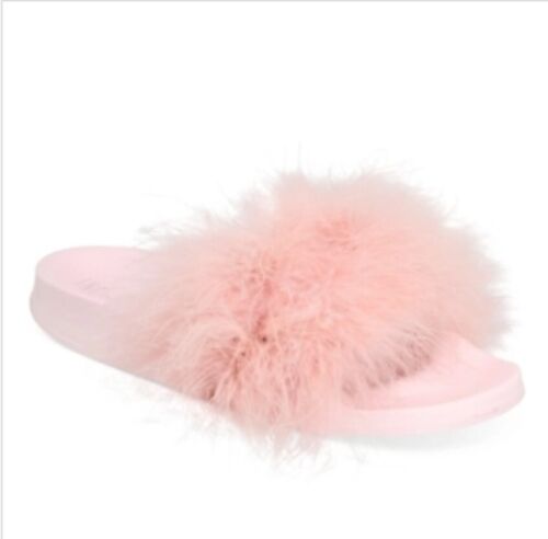 Photo 1 of SIZE L  9-10 INC International Concepts Faux Marabou Pool Slides Lilac-