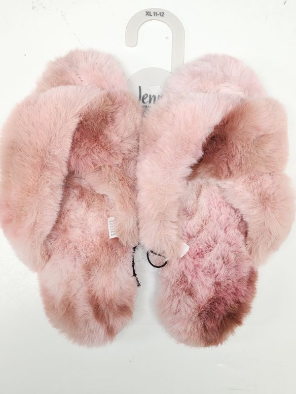 Photo 1 of Size XL 11-12 Inc Women's Faux-Fur Crossband Slippers Mocha Frappe Size XL 11-12