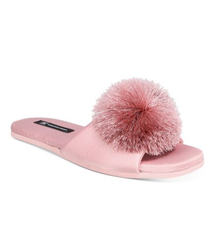 Photo 2 of SIZE M 7/8 INC International Concepts Women's Satin Pom Pom Slide Slippers