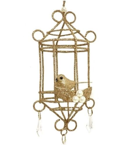 Photo 1 of Holiday Time Gold Bird Cage Christmas Decorative Accent Ornament 7" 