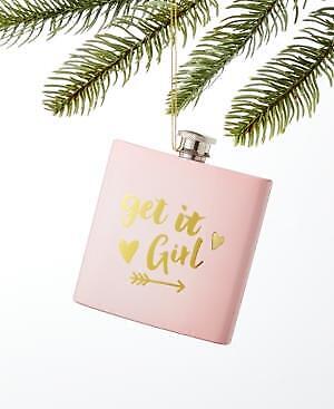 Photo 1 of Holiday Lane Dreamland Get It Girl Pink Flask Hanging Ornament