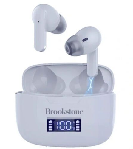 Photo 1 of Brookstone Elitetouch True Wireless Earbuds. Bluetooth® technology lets you play crystal-clear, rich audio wirelessly from any smart device while powerful bass and dynamic sound immerse you in every beat. Includes a charging case that helps keep your earb