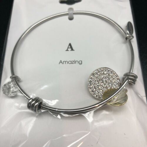 Photo 2 of Unwritten Brand "Amazing" charm bracelet - Stainless Steel adjustable bracelet - Genuine Crystal Silver Plated
