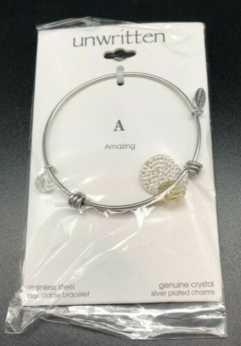 Photo 3 of Unwritten Brand "Amazing" charm bracelet - Stainless Steel adjustable bracelet - Genuine Crystal Silver Plated