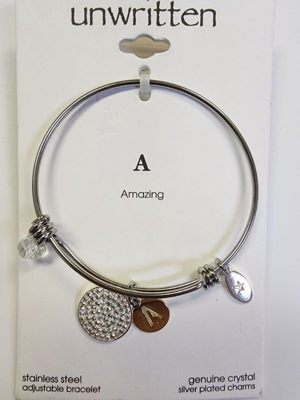 Photo 1 of Unwritten Brand "Amazing" charm bracelet - Stainless Steel adjustable bracelet - Genuine Crystal Silver Plated