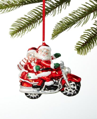 Photo 1 of Holiday Lane Santa's Favorites Santa & Mrs. Claus on Motorcycle Ornament 