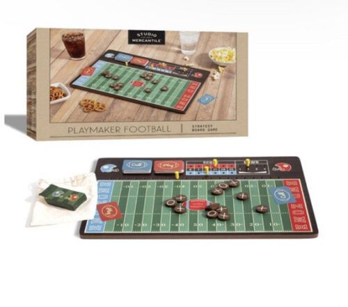 Photo 1 of Studio Mercantile Football Playmaker Strategy Board Game Set. The Studio Mercantile football strategy board is a game. Design plays and draw cards to advance the game and see who could be the next great coach on Sundays. Dimension - 18.98" L x 2.17" W x 1