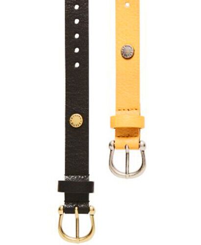 Photo 1 of STEVE MADDEN 2 pack Single Prong Belts Size Large Black, Mustard 