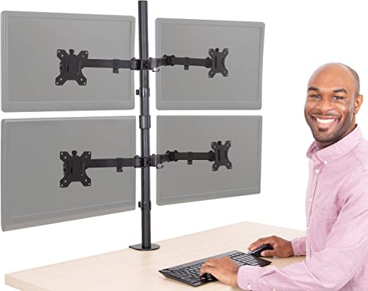 Photo 1 of Stand Steady Clamp-On 4 Monitor Mount Desk Stand | Height Adjustable Quad Monitor Stand with Full Articulation VESA Mounts | Fits Most LCD/LED Monitors.