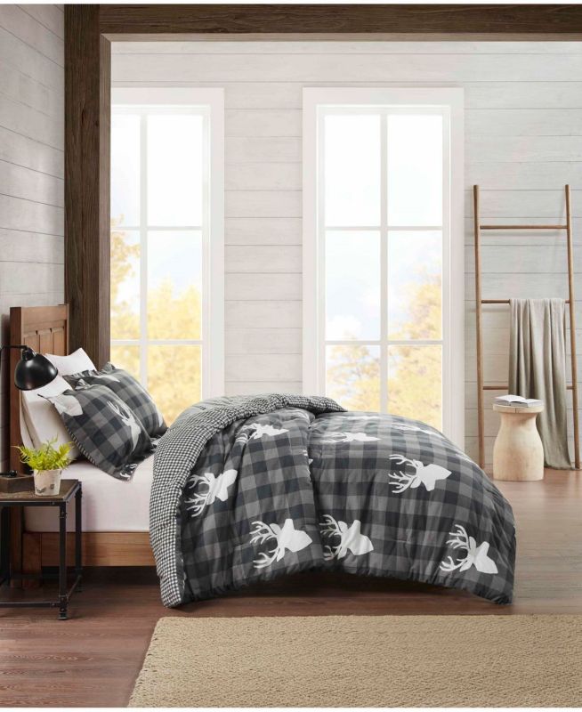 Photo 1 of FULL/QUEEN SIZE Premier Comfort Reversible Flannel Comforter Deer 3 piece Set 