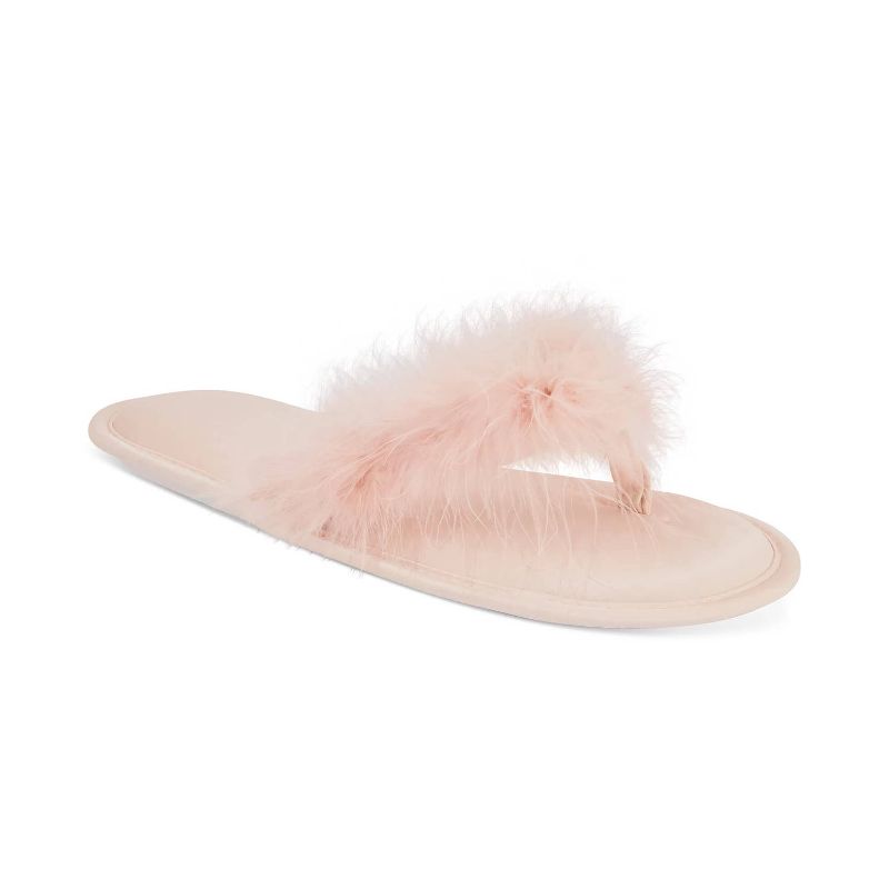 Photo 1 of SIZE XL 11-12 INC INTERNATIONAL CONCEPTS Pink Marabou Thong Slippers 