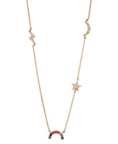 Photo 1 of Unwritten Crystal Rainbow, Star, Moon and Lightening Statement Necklace in Gold