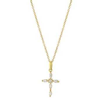 Photo 1 of Cubic Zirconia Cross 18" Pendant Necklace in 18K Gold-Plated Sterling Silver, Created for Macy's