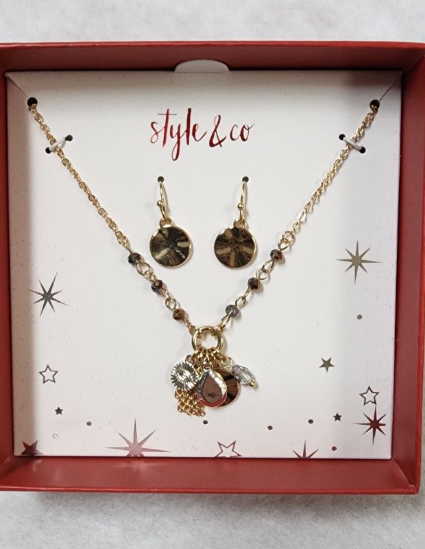 Photo 1 of STYLE & CO NECKLACE AND EARRING SET GOLD TONE
