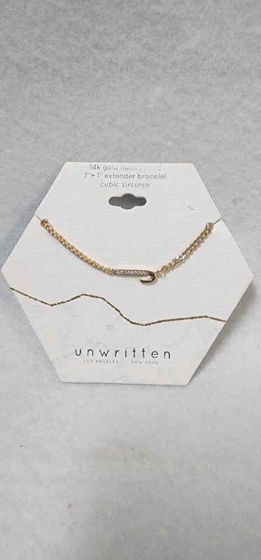 Photo 1 of UNWRITTEN Cubic Zirconia Initial Link Bracelet in  Gold Plate