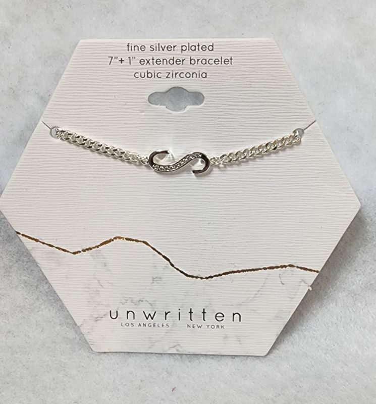 Photo 1 of UNWRITTEN Cubic Zirconia Initial Link Bracelet in Silver Plate o