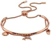 Photo 1 of Unwritten Cubic Zirconia "Life's A Beach" Dolphin, Sandal and Sun Rose Gold Tone Plated Silver Adjustable Bolo Bracelet Silver Plated