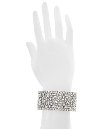 Photo 1 of INC INTERNATIONAL CONCEPTS Wide Crystal Cluster Stretch Bracelet, Created for Macy's