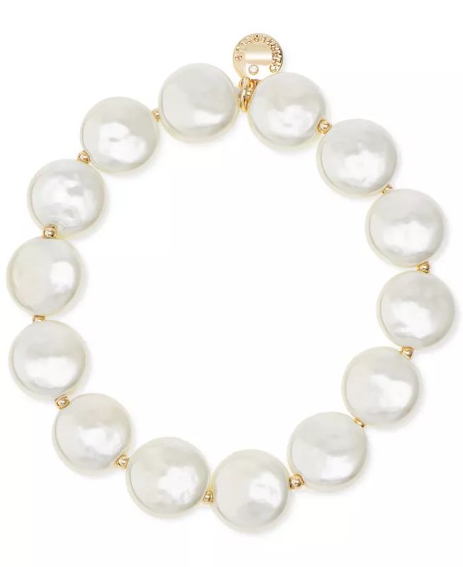 Photo 1 of CHARTER CLUB Gold-Tone Mother-of-Pearl Coin Stretch Bracelet, Created for Macy's