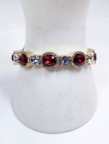 Photo 1 of Charter Club  Gold Tone Stretch Garnet Crystal Bracelet