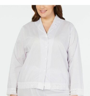 Photo 1 of PLUS SIZE 1X CHARTER CLUB  Women's Purple Pinstripe Long Sleeve PJ Top Only