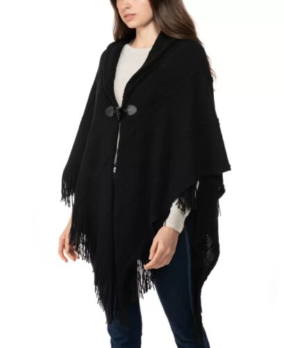 Photo 1 of Charter Club Women's  Braid Detail Knit Poncho, Black, One Size