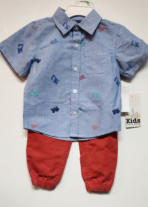 Photo 1 of SIZE 18 M KIDS HEADQUARTERS Toddler Boys 2-Pc. Short Sleeve Shirt & Jogger Pants Set