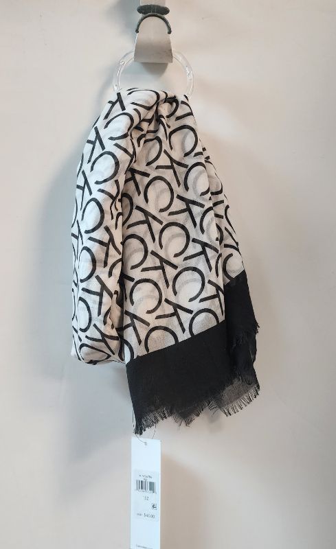 Photo 1 of  CALVIN KLEIN REPEATING LOGO SQUARE SCARF EGGSHELL