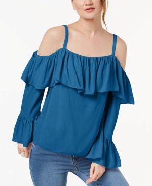 Photo 1 of SIZE PETITE L I.N.C. Petite Off-The-Shoulder Ruffle-Cuff Top, Create for Macy's