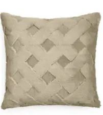 Photo 1 of Martha Stewart Collection Lattice Faux Fur Decorative Pillow, 20 x 20" Beige Tan