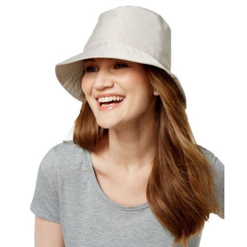 Photo 1 of Nine West Women’s Rain Hat Bucket Beige Canvas with Nylon Mesh Lining 