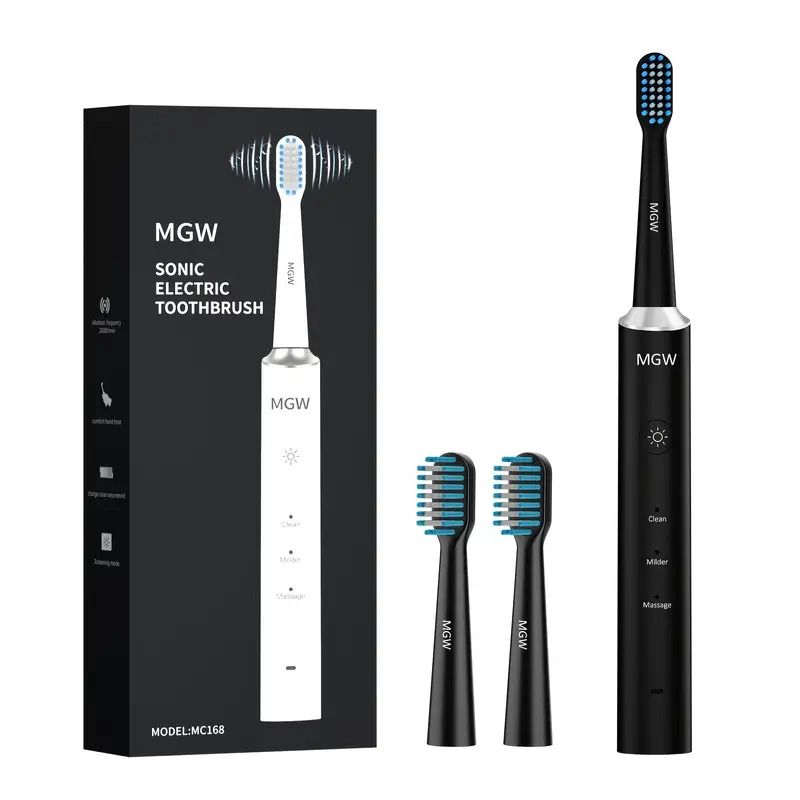 Photo 1 of Rechargeable Electric Sonic Toothbrush Timer Whitening 2 Brush Heads 3 Modes (BLACK)